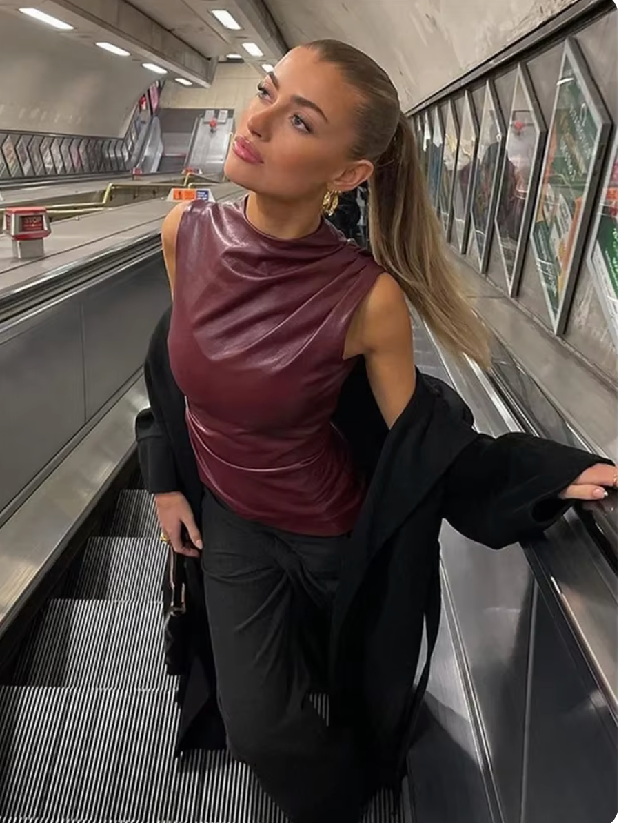 Julia | Asymmetrische Leren Top