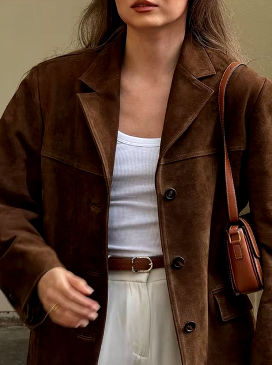 Elise | Suède Leren Blazer