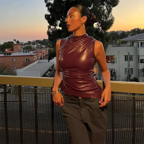 Julia | Asymmetrische Leren Top