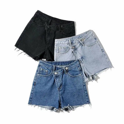 Puck | Vintage Korte Broek met Schuine Knoop