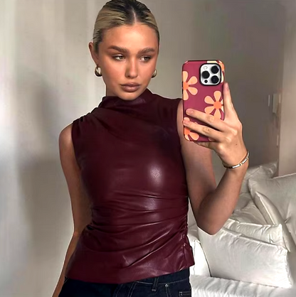 Julia | Asymmetrische Leren Top