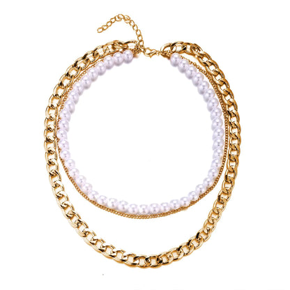 Gelaagde Parels & Schakels Ketting